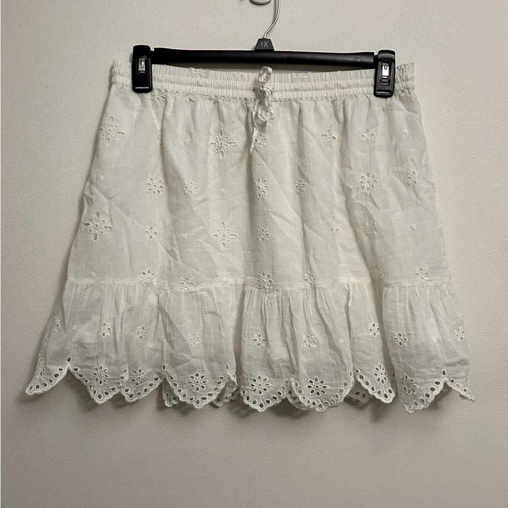 Aerie White Eyelet Mini Skirt size large